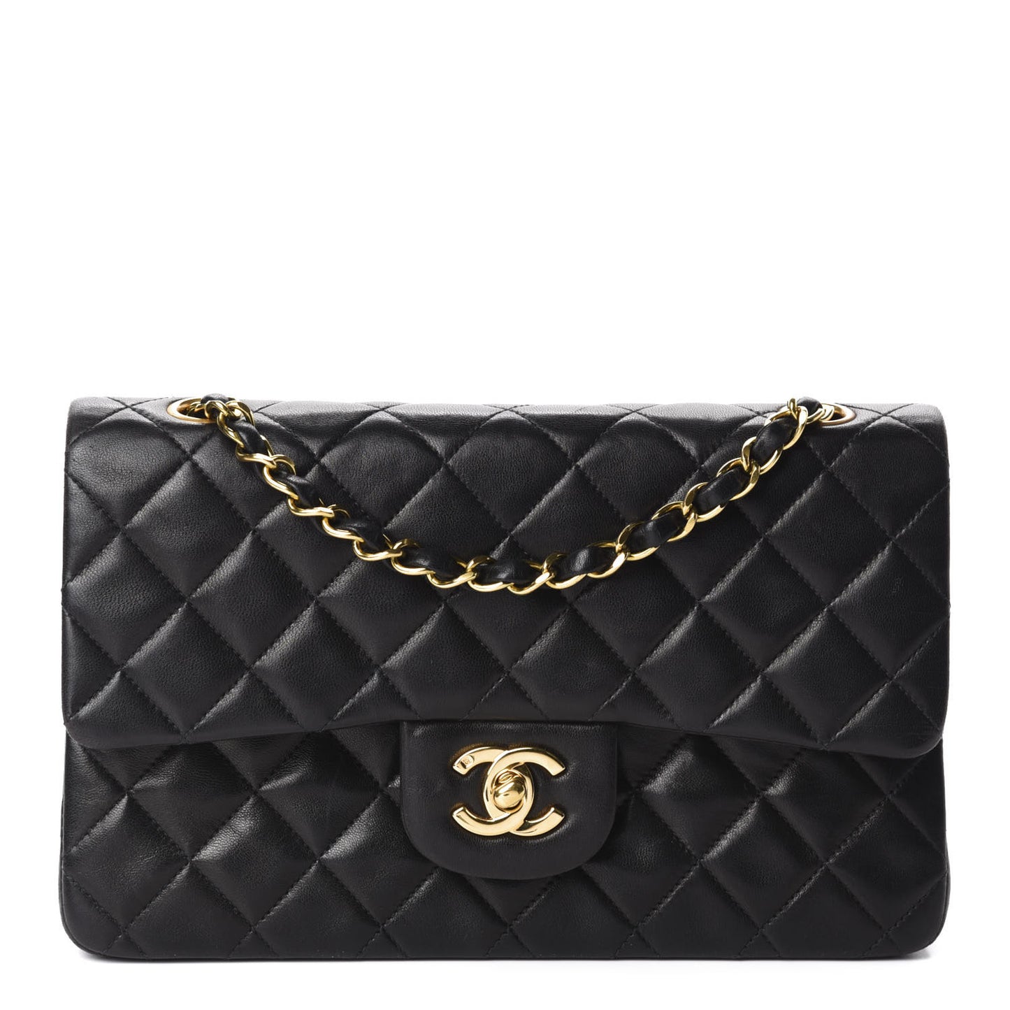 Lambskin Quilted Small Double Flap Black
