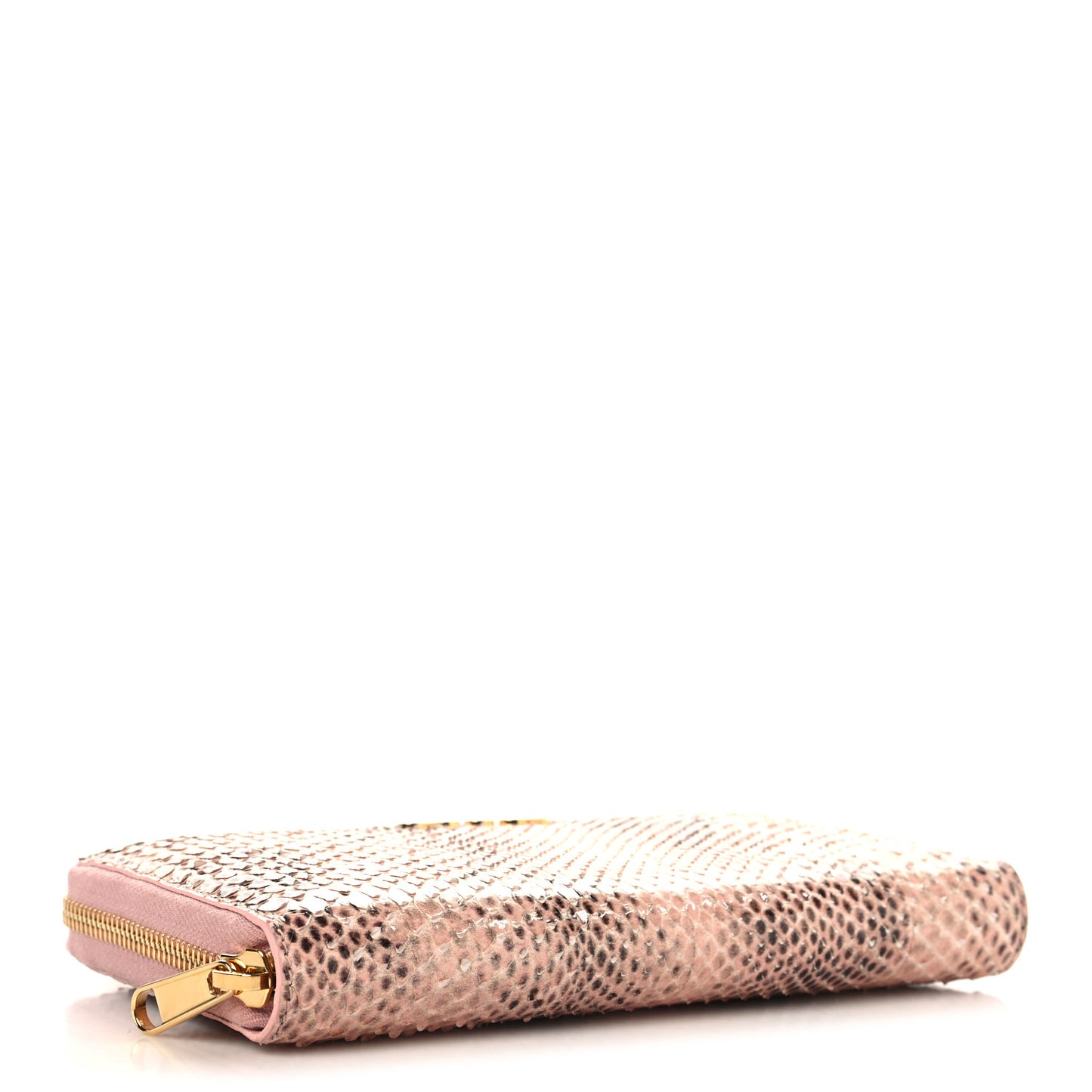 Snakeskin Zip Around Wallet Pink