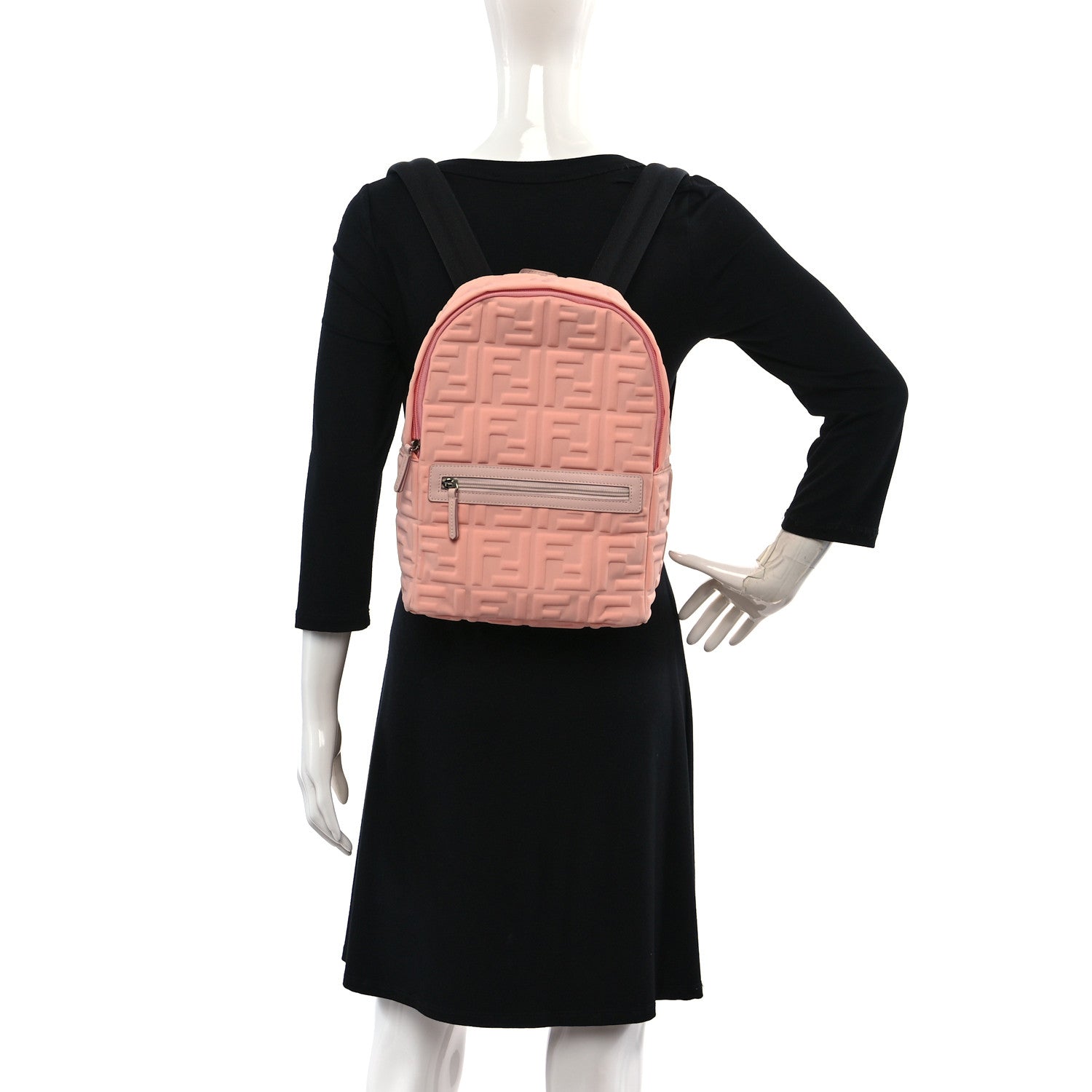 Fendi Econyl Nylon Lycra Vitello Seta FF Embossed Kids Backpack Pink 2 of 13