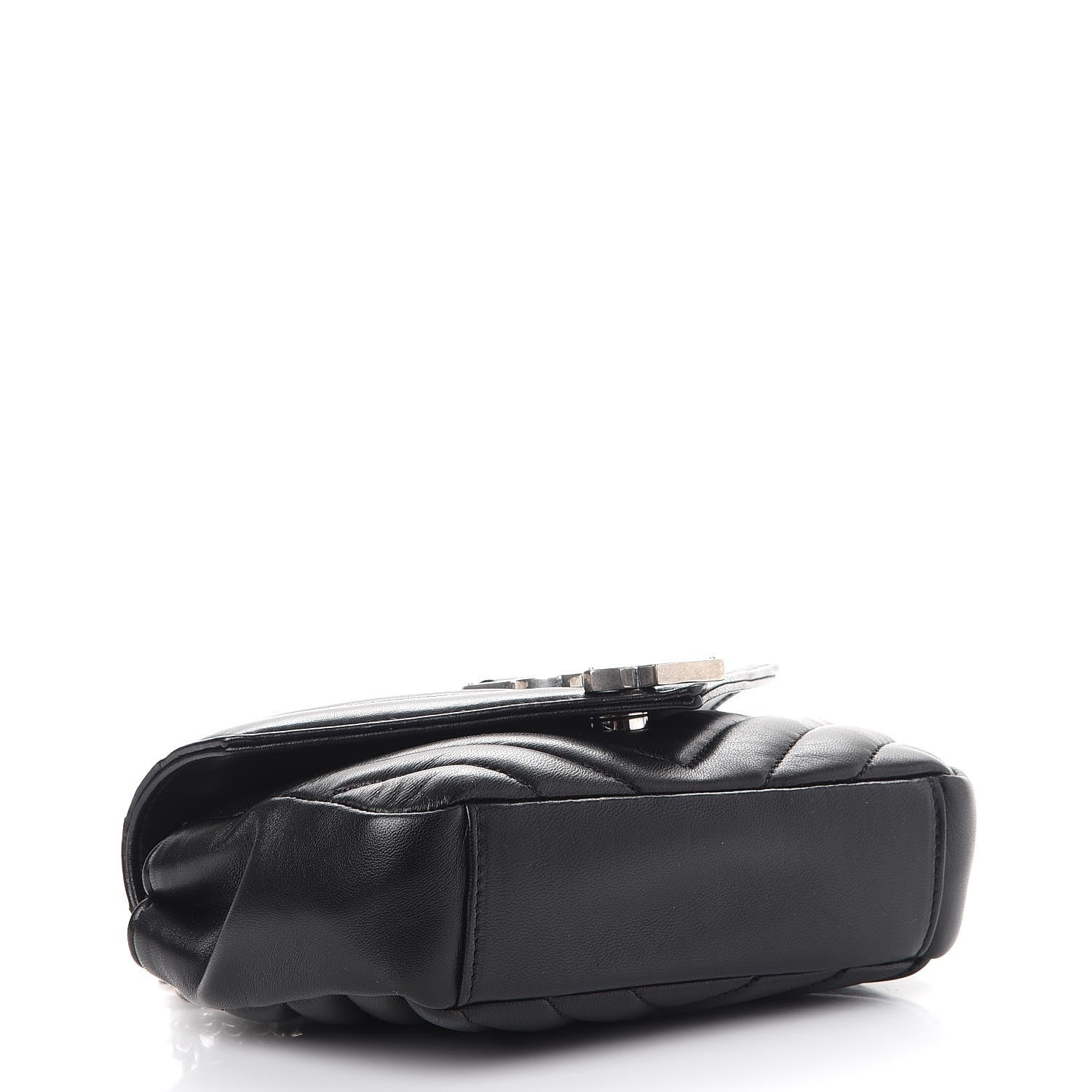 Saint Laurent Grained Calfskin Matelasse Chevron Monogram Classic Baby Chain Bag Black 5 of 8