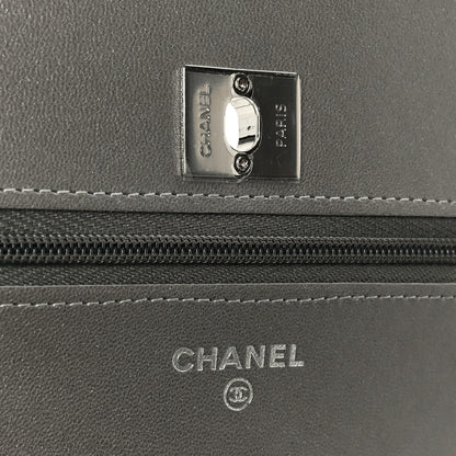 Chanel Lambskin Crystal Quilted Wallet On Chain WOC Grey 6 of 12