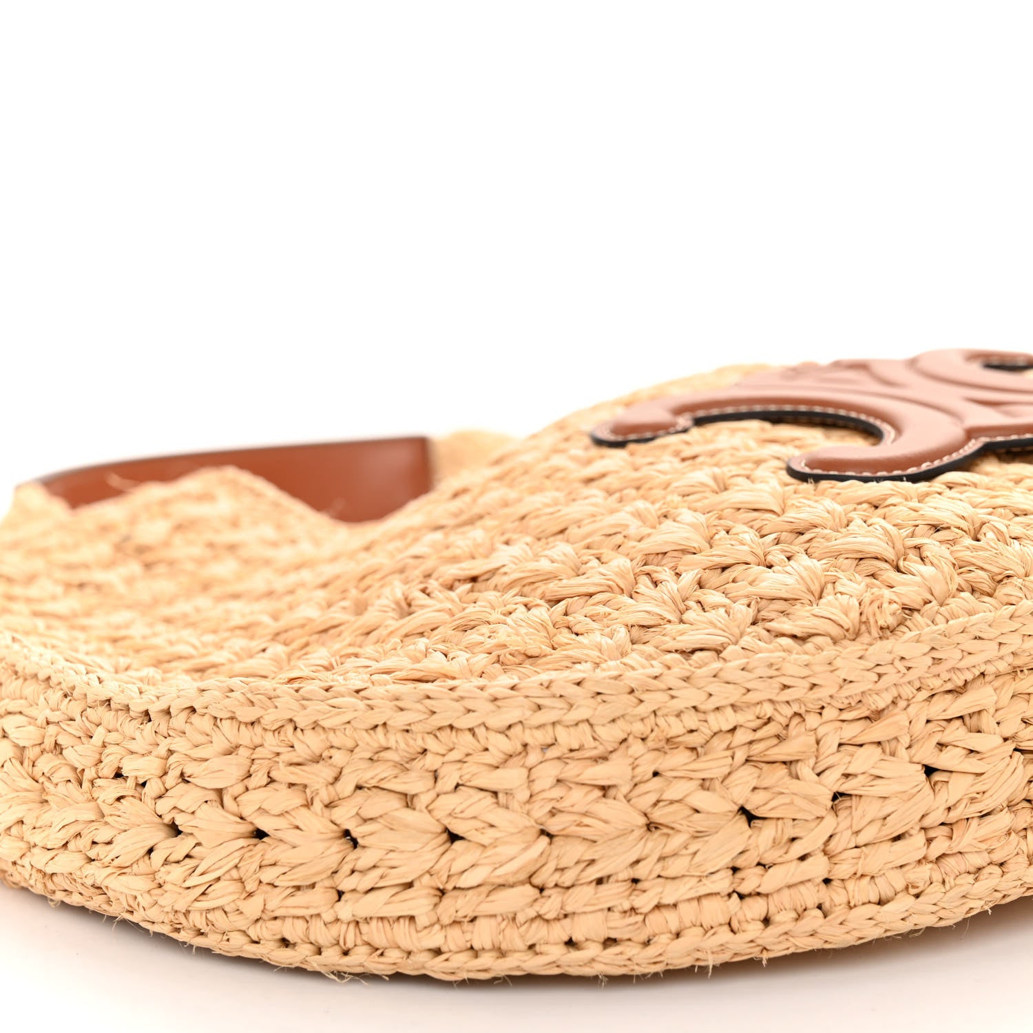 Celine Raffia Calfskin Triomphe Panier Hobo Bag Natural Tan 8 of 9