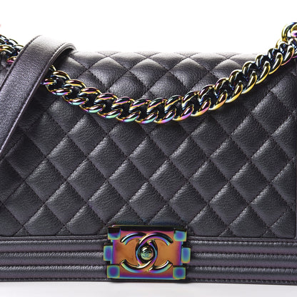 Chanel Iridescent Goatskin Quilted Medium Boy Flap Purple 10 of 10