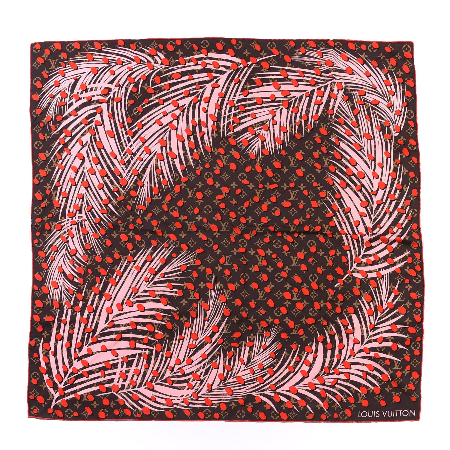 Louis Vuitton Silk Monogram Jungle Dots Scarf Sugar Pink Poppy 1 of 3