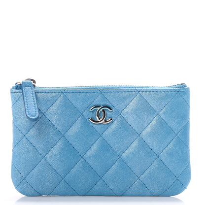 Chanel Metallic Lambskin Small Cosmetic Case Turquoise 1 of 8