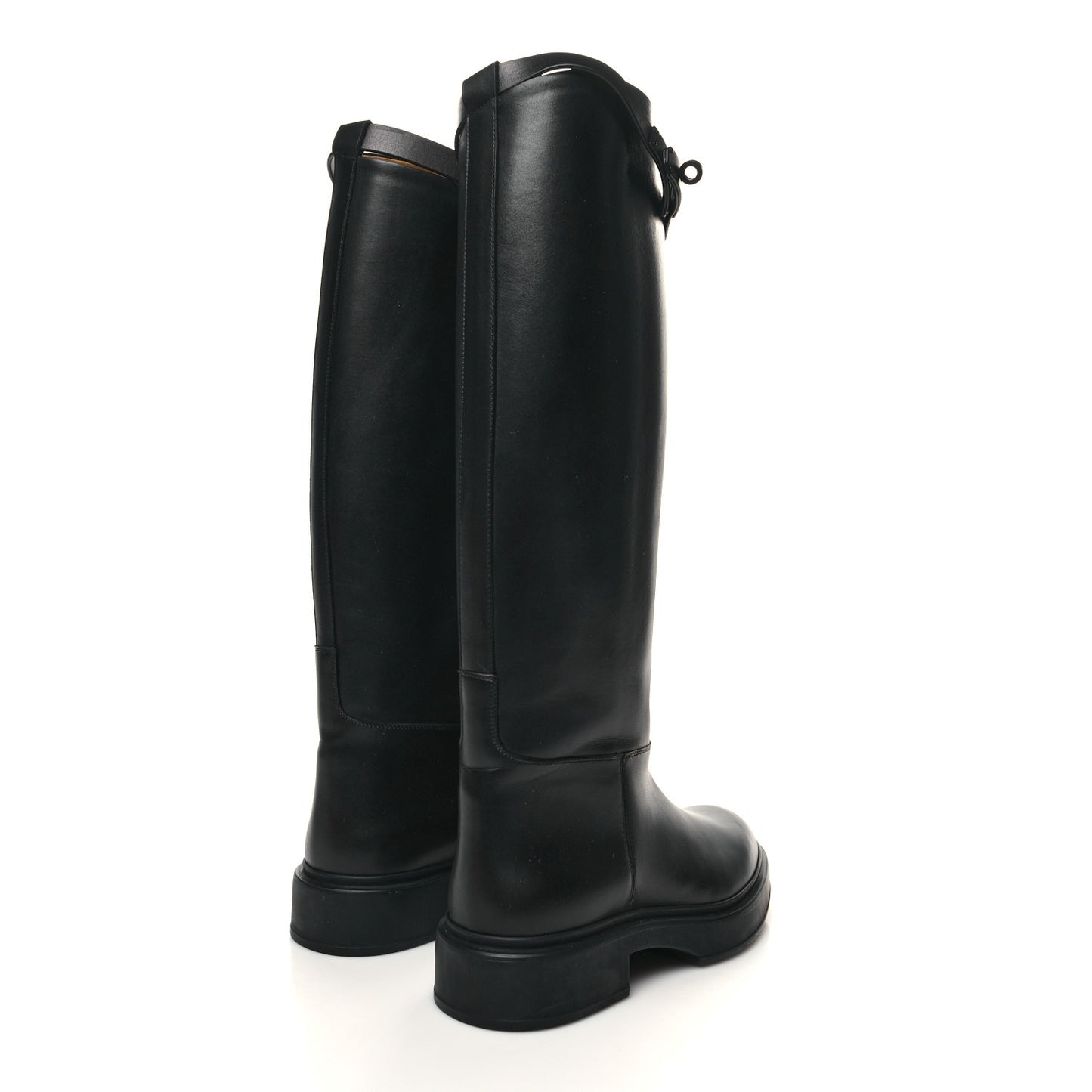 Calfskin Variation Monochromatic Boots 37 Black