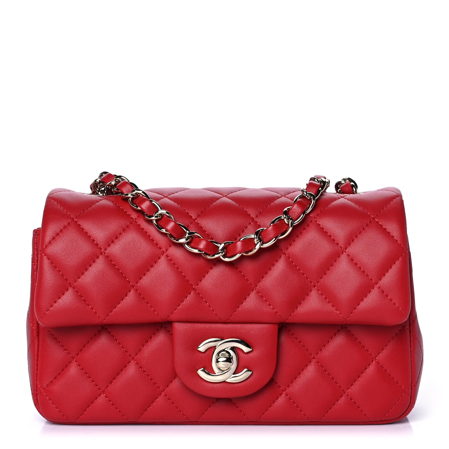 Chanel Lambskin Quilted Mini Rectangular Flap Red 1 of 11