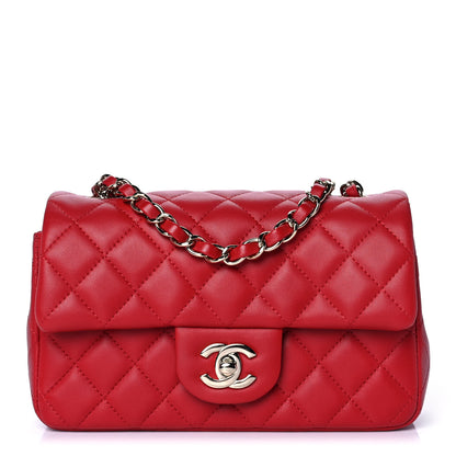 Chanel Lambskin Quilted Mini Rectangular Flap Red 1 of 11