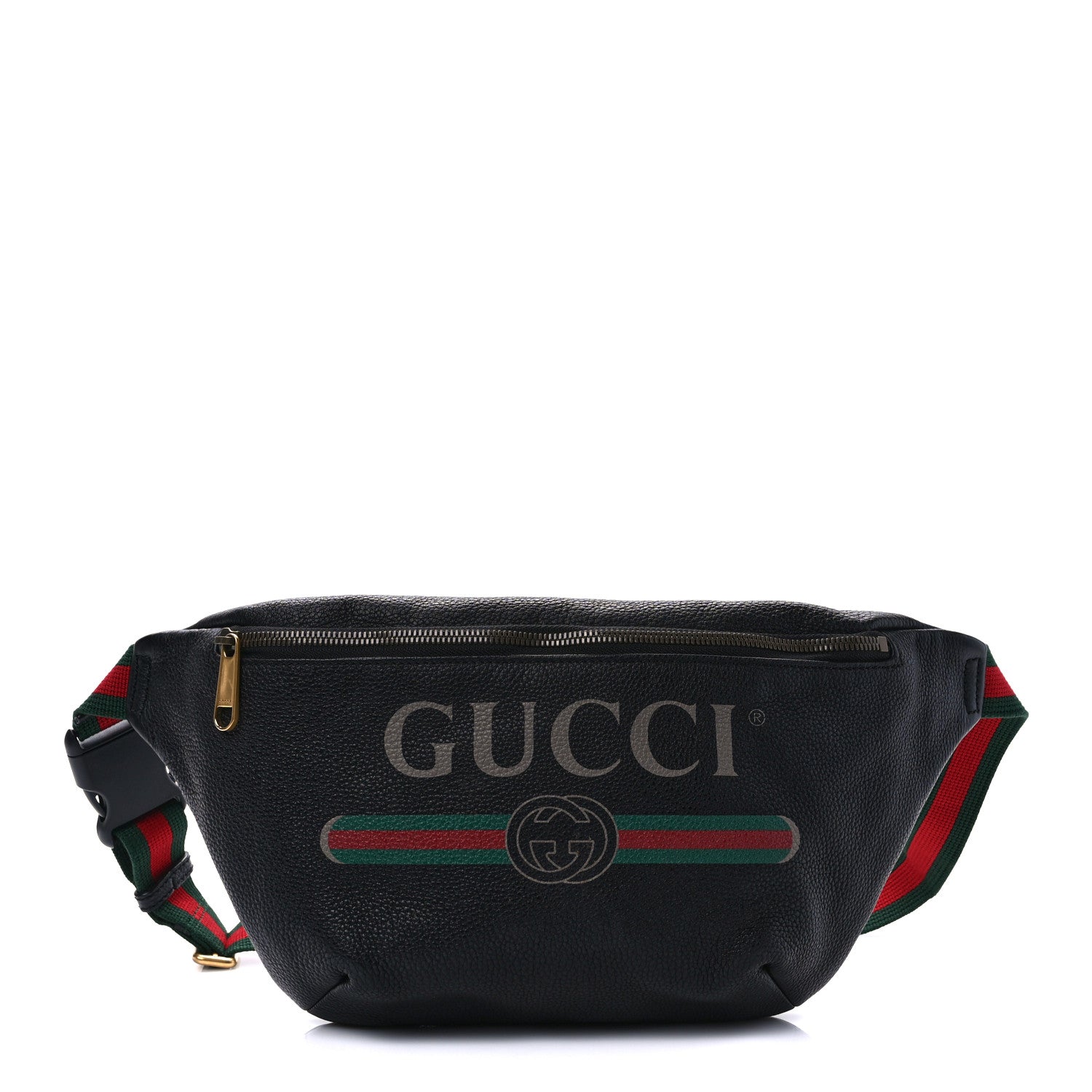 Gucci Grained Calfskin Logo Belt Bag Black 1 of 10