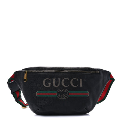 Gucci Grained Calfskin Logo Belt Bag Black 1 of 10