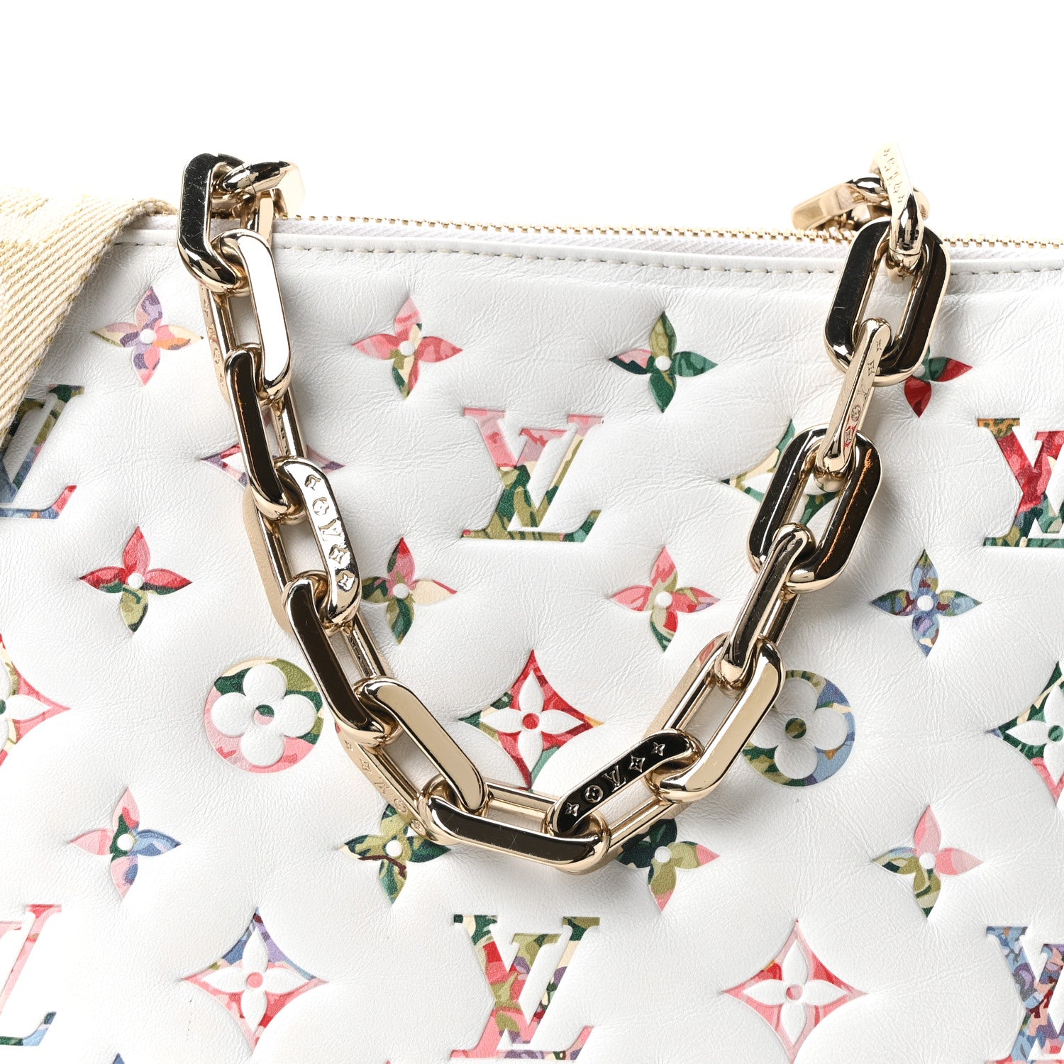 Louis Vuitton Lambskin Embossed Monogram LV Garden Coussin PM Cream 7 of 9