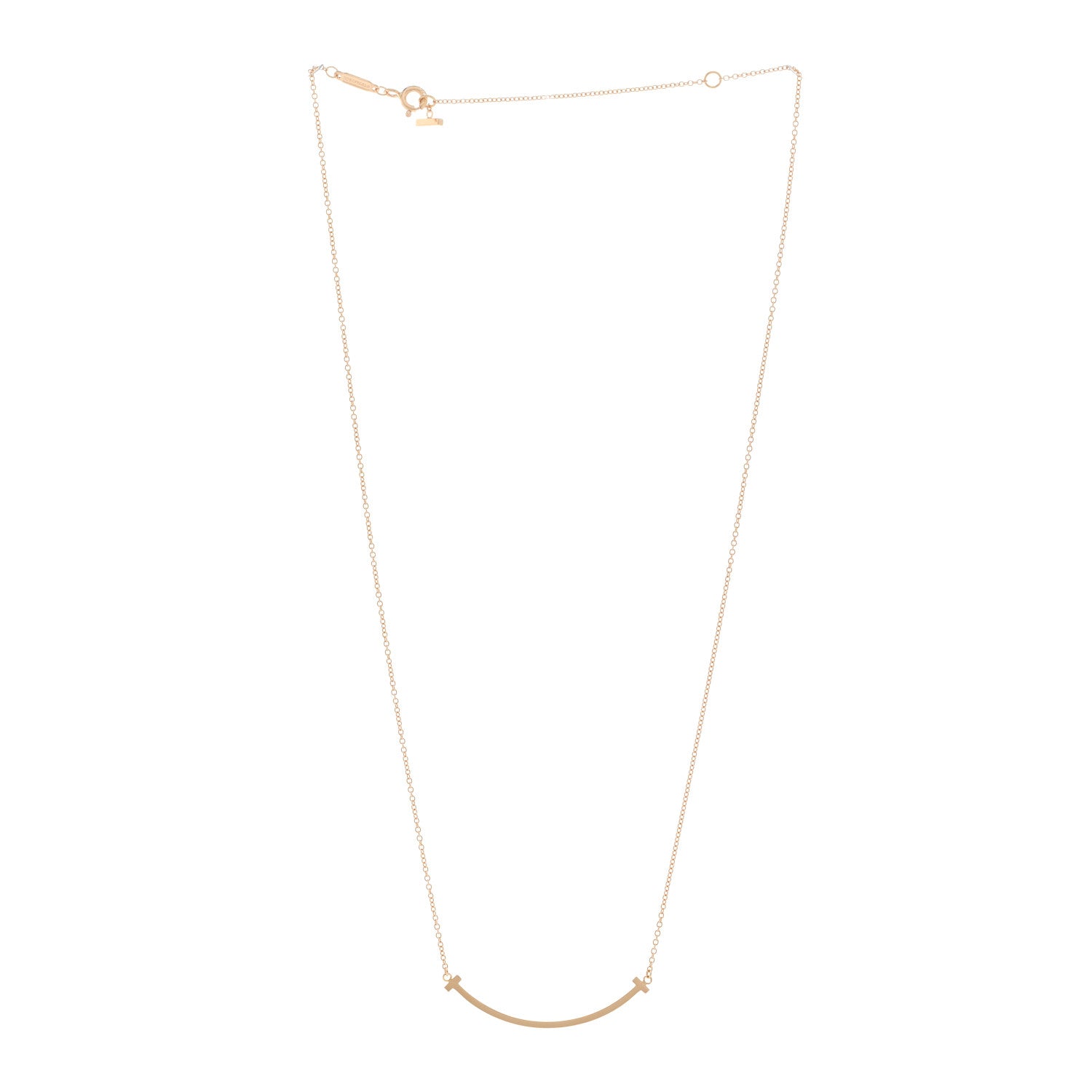 Tiffany 18K Rose Gold Small T Smile Pendant Necklace 3 of 5