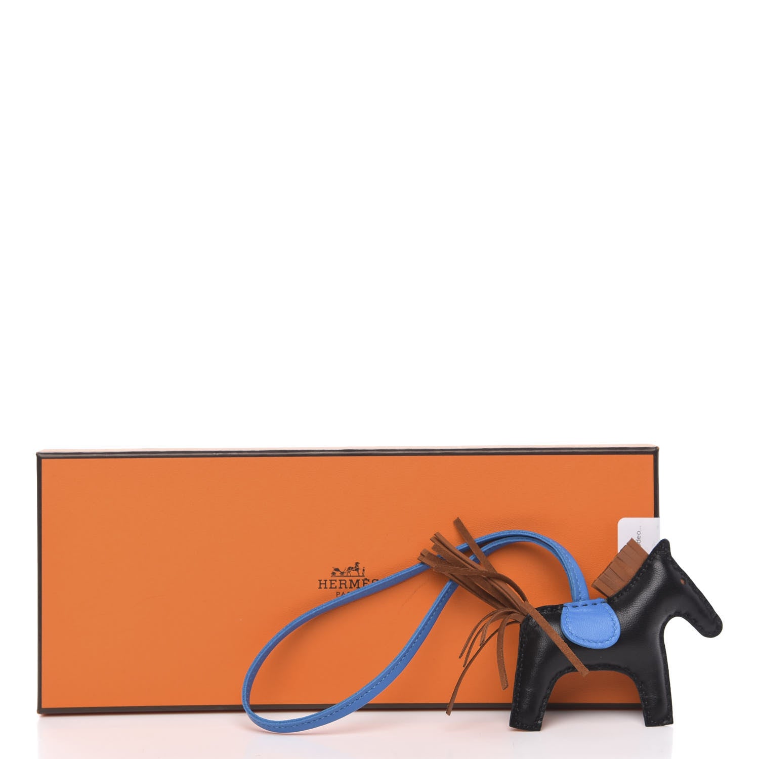 Hermes Milo Lambskin Grigri Rodeo Horse Bag Charm PM Black Gold Bleu Zanzibar 4 of 4