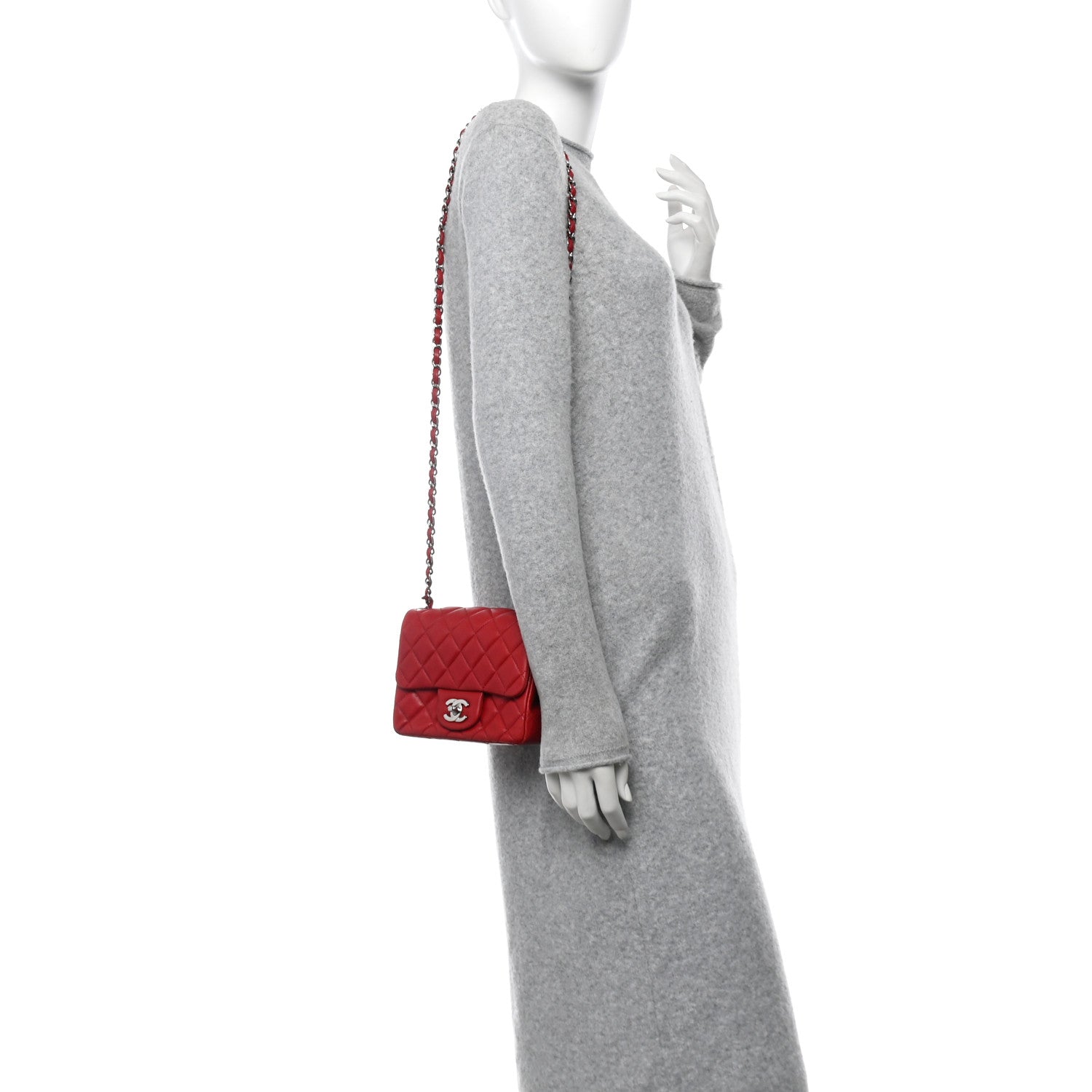 Chanel Lambskin Quilted Mini Square Flap Red 2 of 10