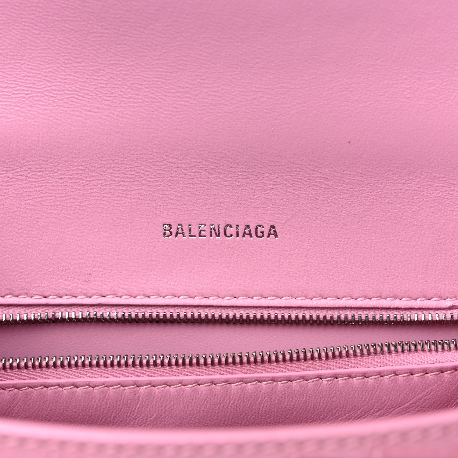 Balenciaga Shiny Calfskin Crocodile Embossed Small Hourglass Top Handle Bag Candy Pink 6 of 10