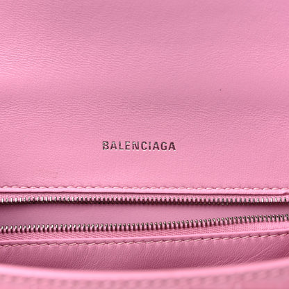Balenciaga Shiny Calfskin Crocodile Embossed Small Hourglass Top Handle Bag Candy Pink 6 of 10