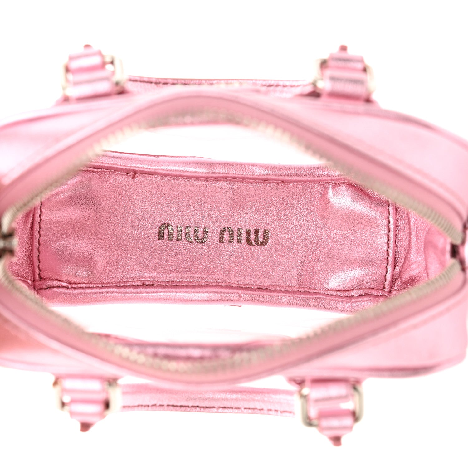 Miu Miu Metallic Nappa Plexi Vinyl Mini Top Handle Crossbody Rosa Mordore 5 of 10