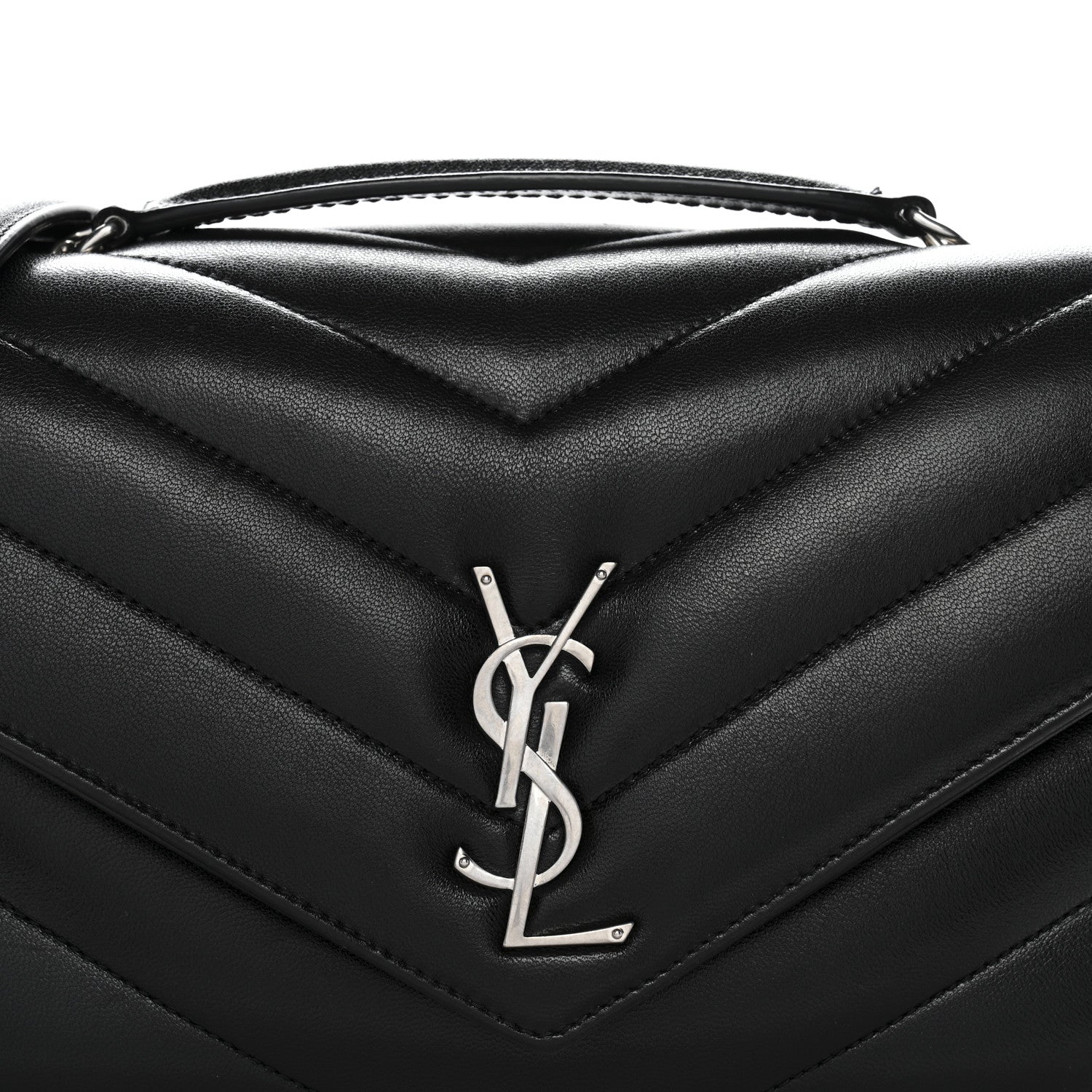 Saint Laurent Lambskin Chevron Quilted Medium Loulou Black 9 of 13