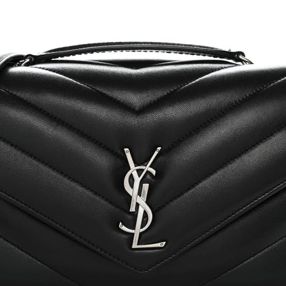 Saint Laurent Lambskin Chevron Quilted Medium Loulou Black 9 of 13