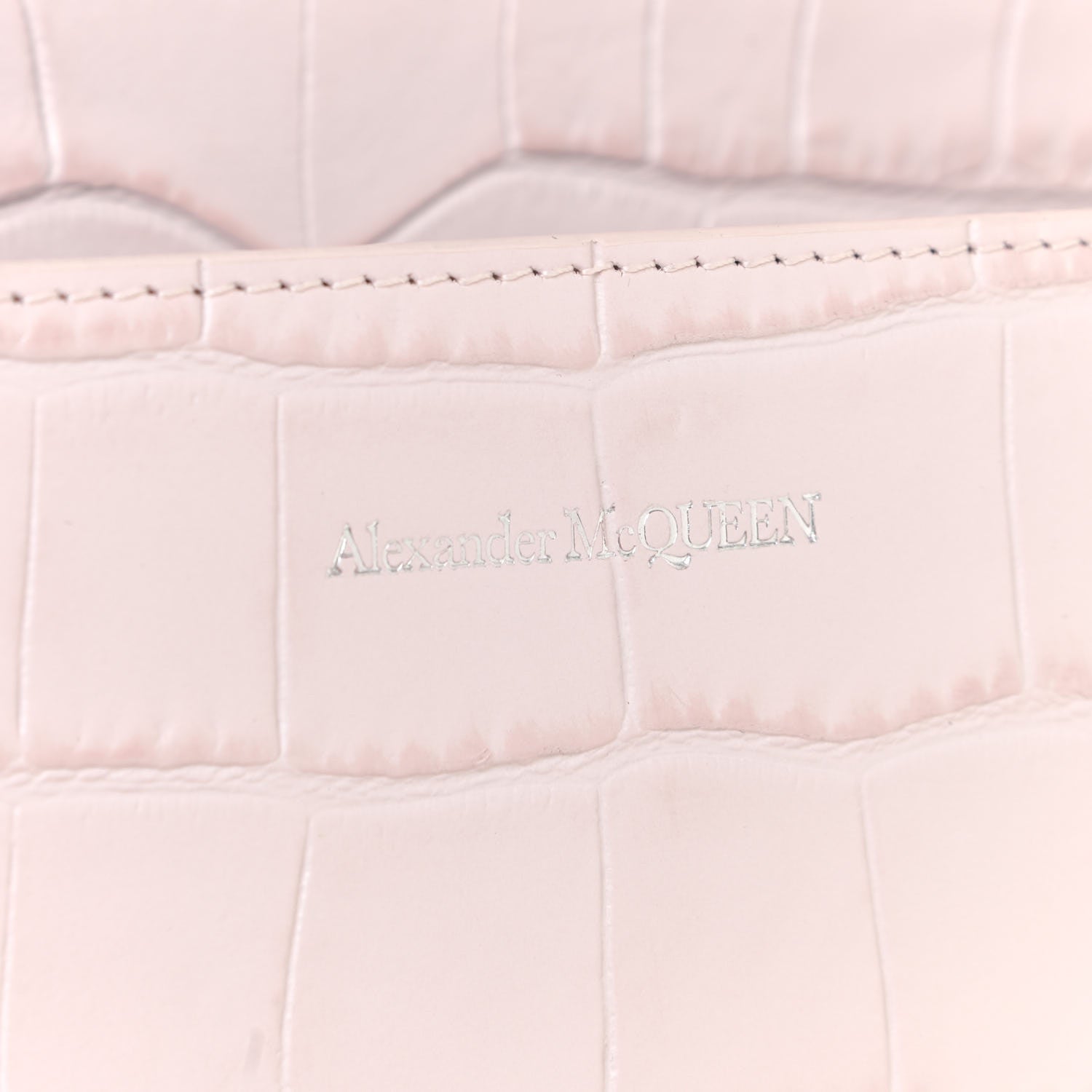 Alexander McQueen Shiny Crocodile Embossed Jeweled Satchel Pink 6 of 12