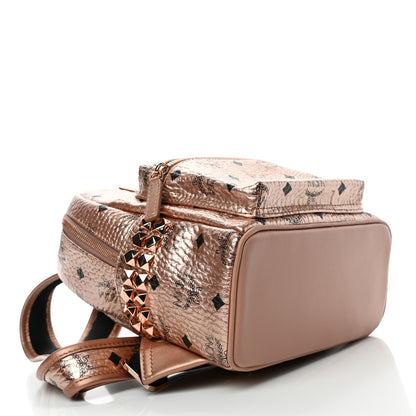 MCM Metallic Visetos Mini Side Stud Stark Backpack Champagne Gold 3 of 4