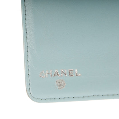 Chanel Lambskin Camellia Embossed Yen Wallet Light Blue 6 of 8