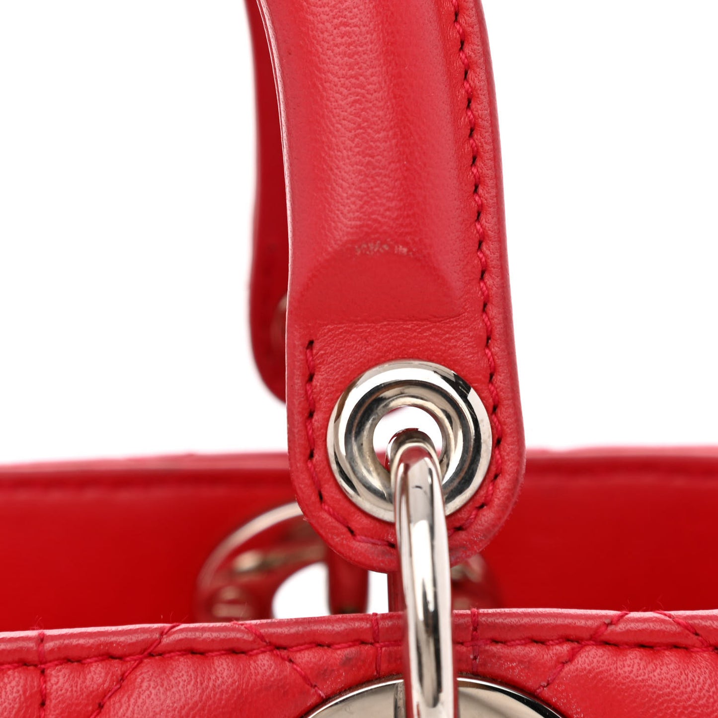 Lambskin Cannage Medium Lady Dior Red