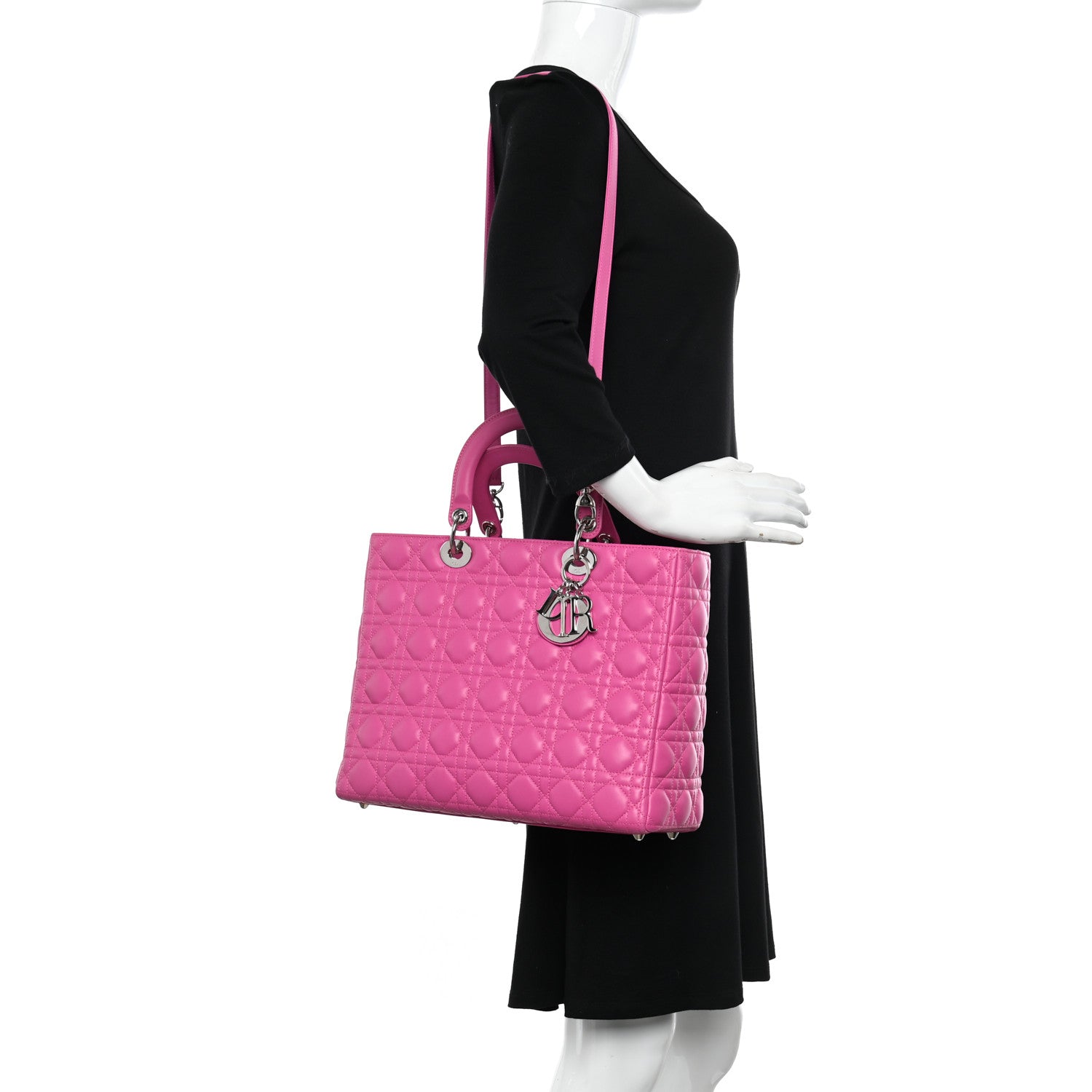 Christian Dior Lambskin Cannage Large Lady Dior Rose Sorbet 3 of 10