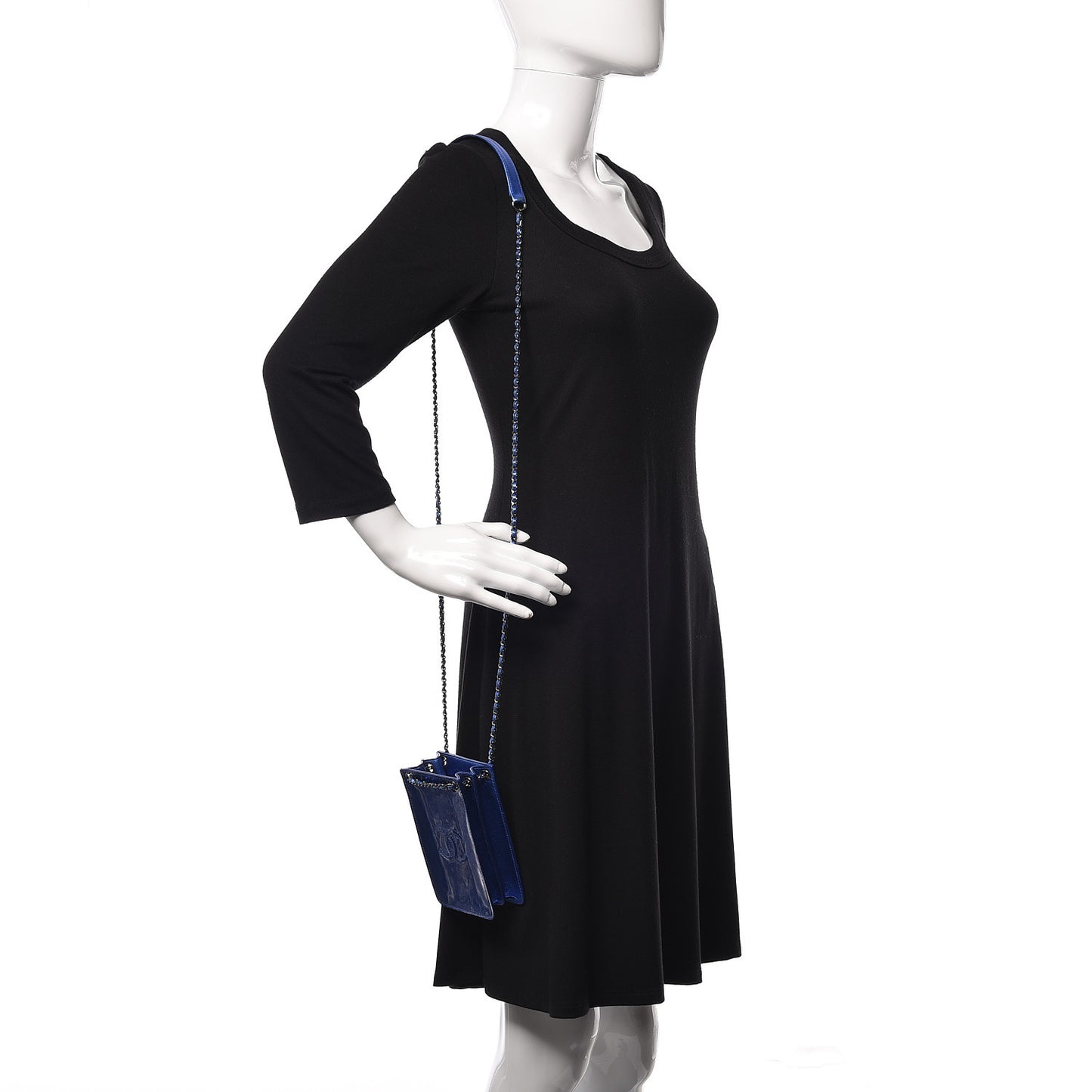 Metallic Patent Crossbody CC Phone Holder Blue