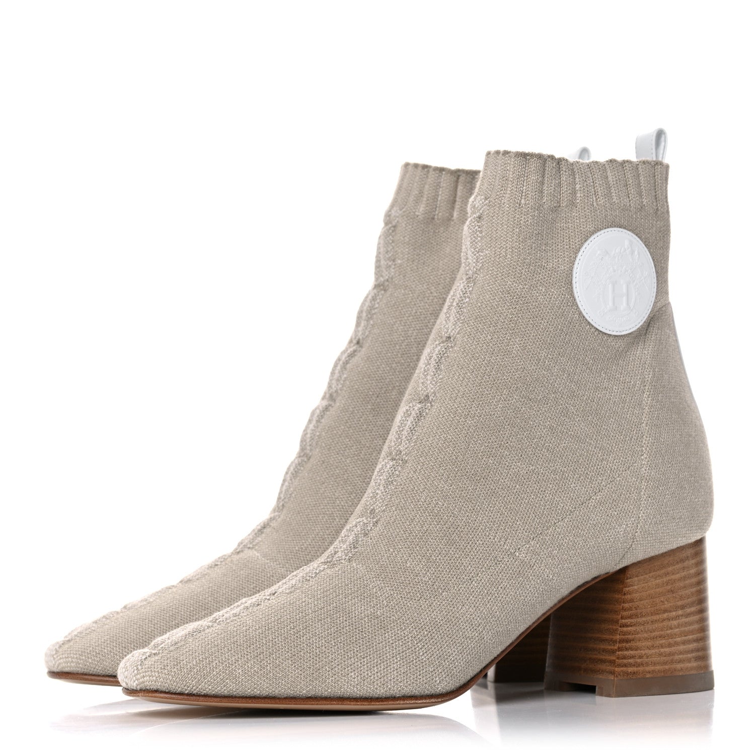 Hermes Knit Calfskin Volver 60 Ankle Boots 38 Nocciola 3 of 9