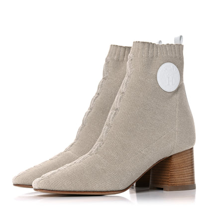 Hermes Knit Calfskin Volver 60 Ankle Boots 38 Nocciola 3 of 9
