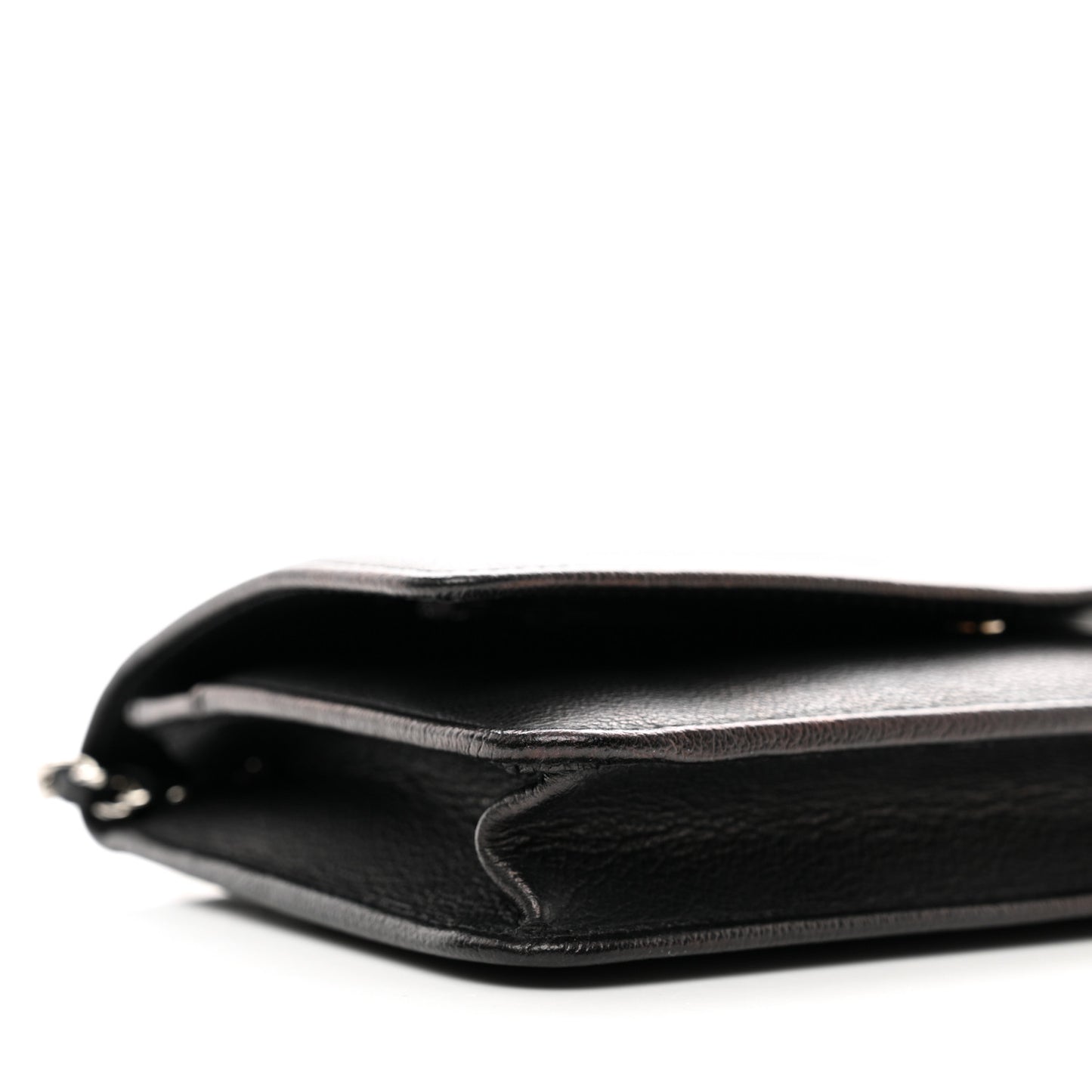 Calfskin Camellia Wallet on Chain WOC Black