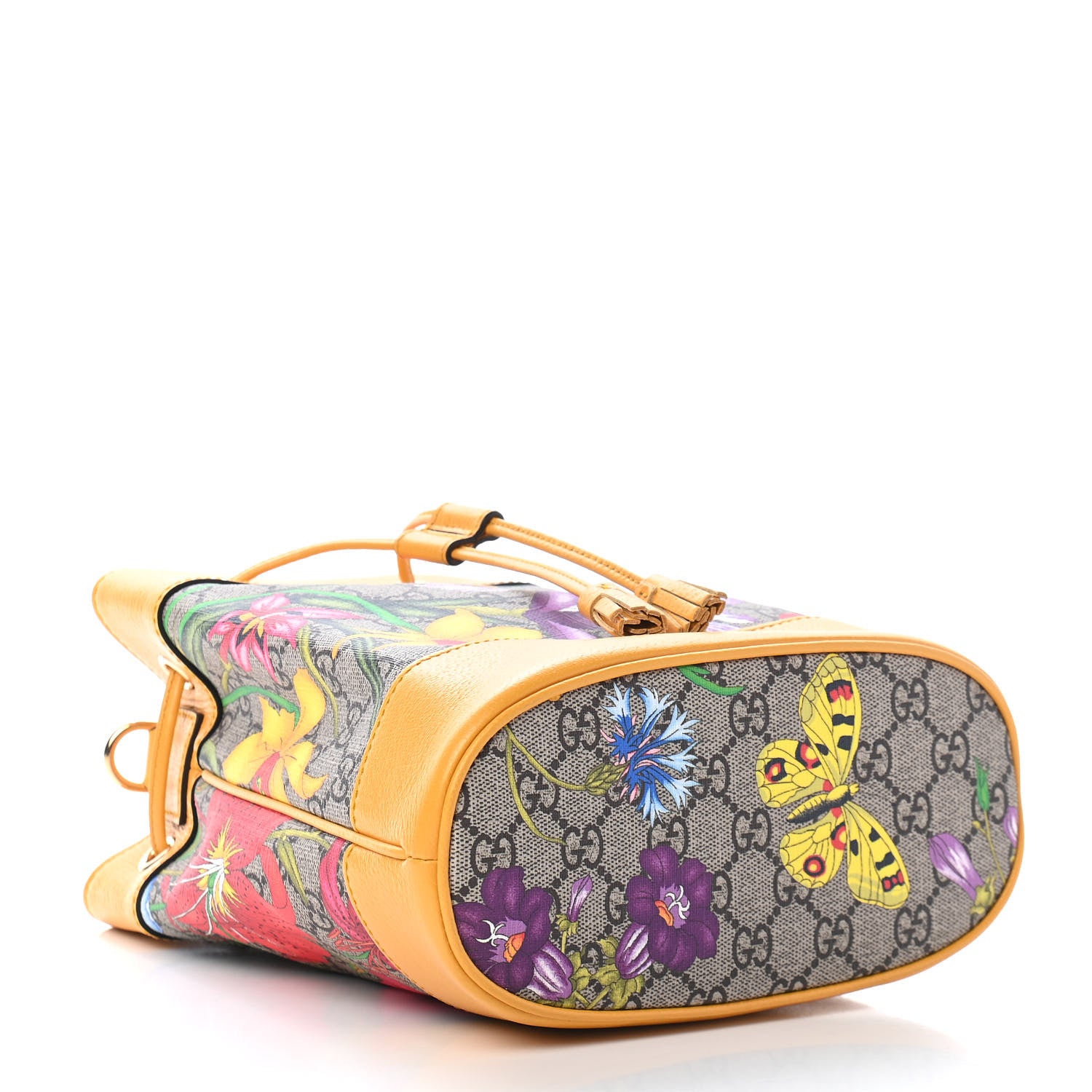 Gucci GG Supreme Monogram Flora Small Ophidia Bucket Bag Beige Multicolor Crop 4 of 8