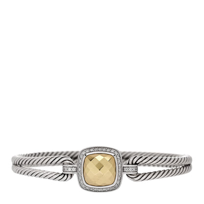 David Yurman Sterling Silver 18K Yellow Gold Diamond Albion Cable Bracelet 1 of 3