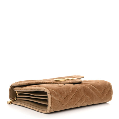 Gucci Velvet Matelasse GG Marmont Chain Wallet Taupe 4 of 11