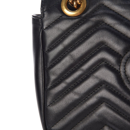Gucci Calfskin Matelasse Small GG Marmont Shoulder Bag Black 11 of 13