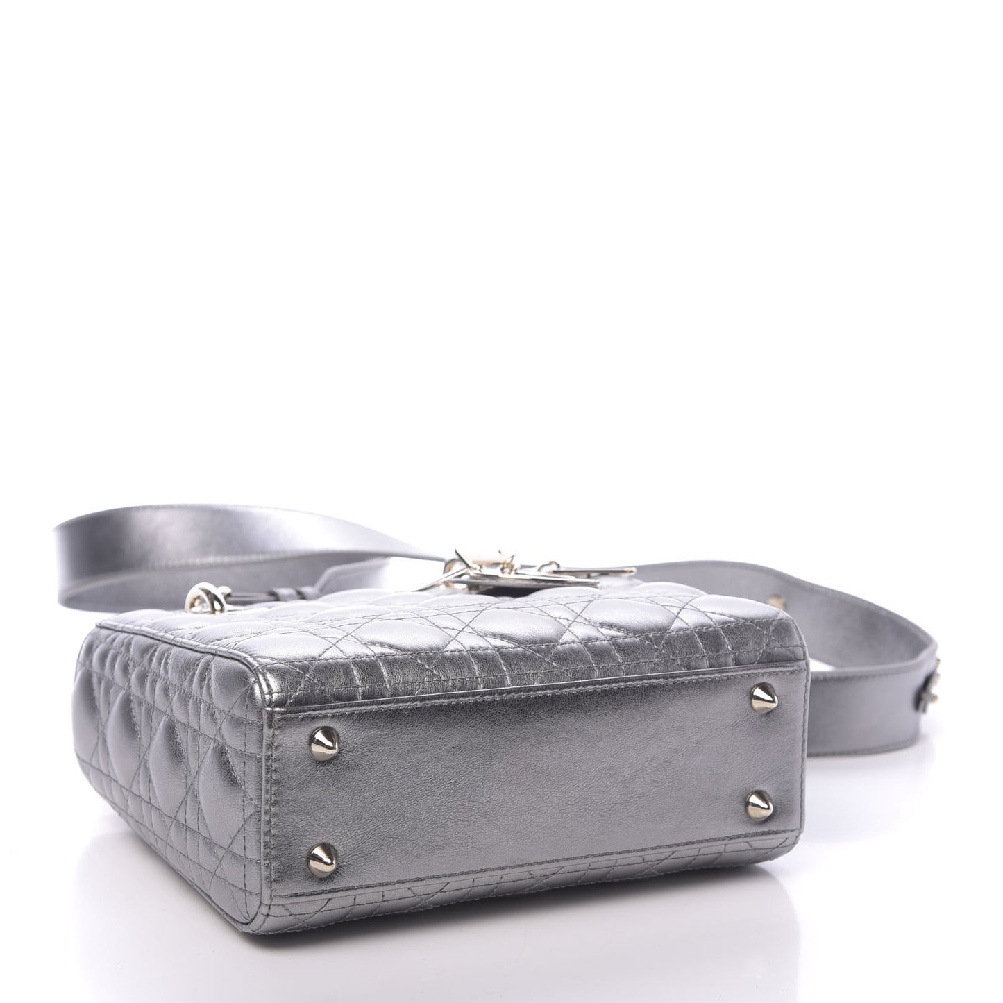 Metallic Calfskin Cannage My ABCDior Lady Dior Steel Grey