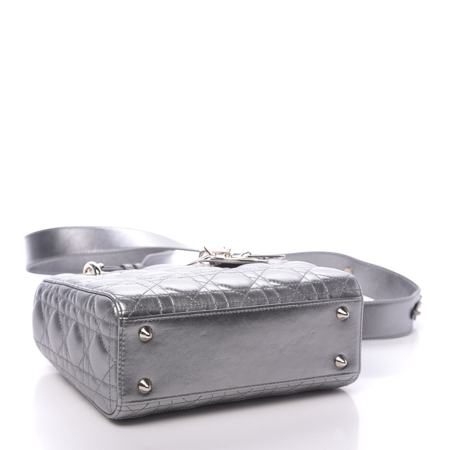 Christian Dior Metallic Calfskin Cannage My ABCDior Lady Dior Steel Grey 3 of 16