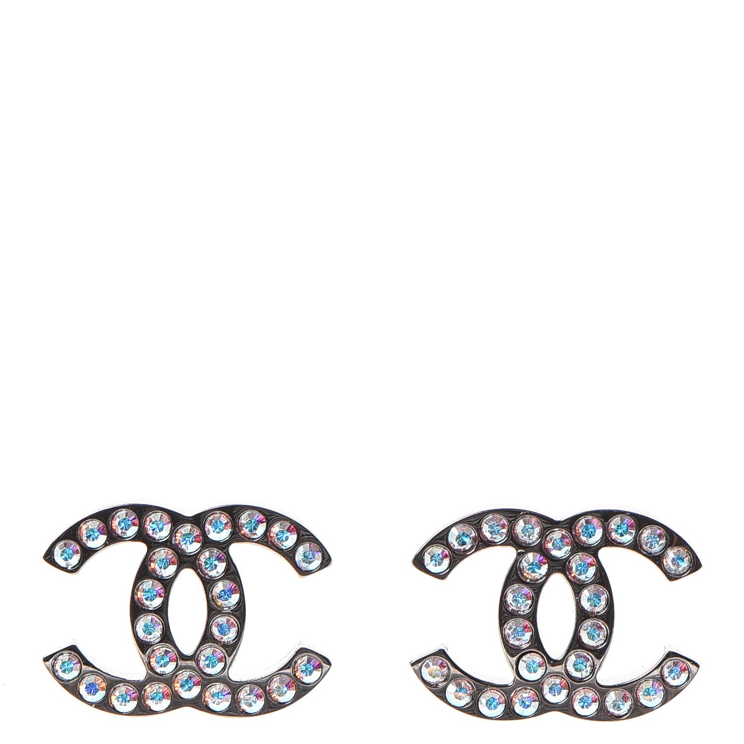 Chanel Iridescent Crystal CC Earrings Multicolor 1 of 5