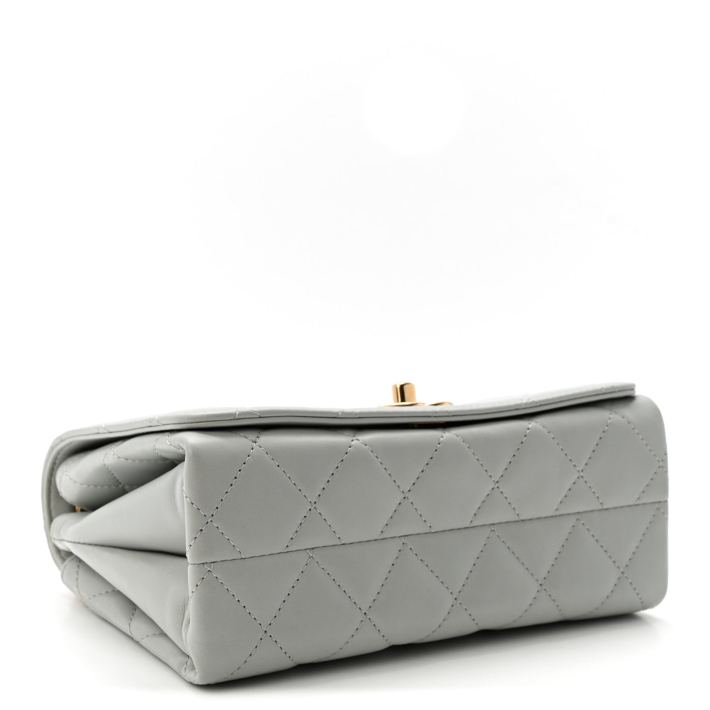 Calfskin Quilted Enamel Chain Flap Grey