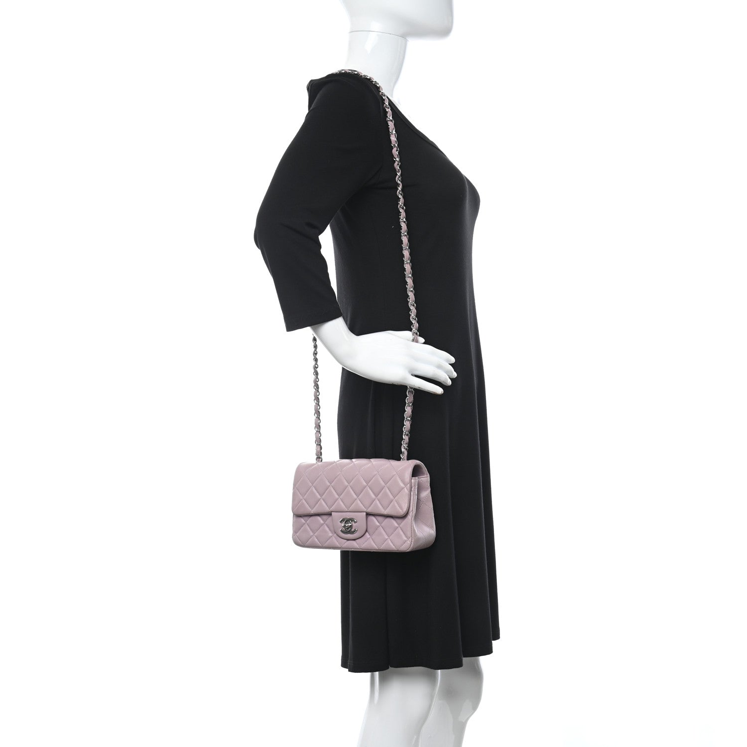 Chanel Lambskin Quilted Mini Rectangular Flap Light Purple 2 of 13
