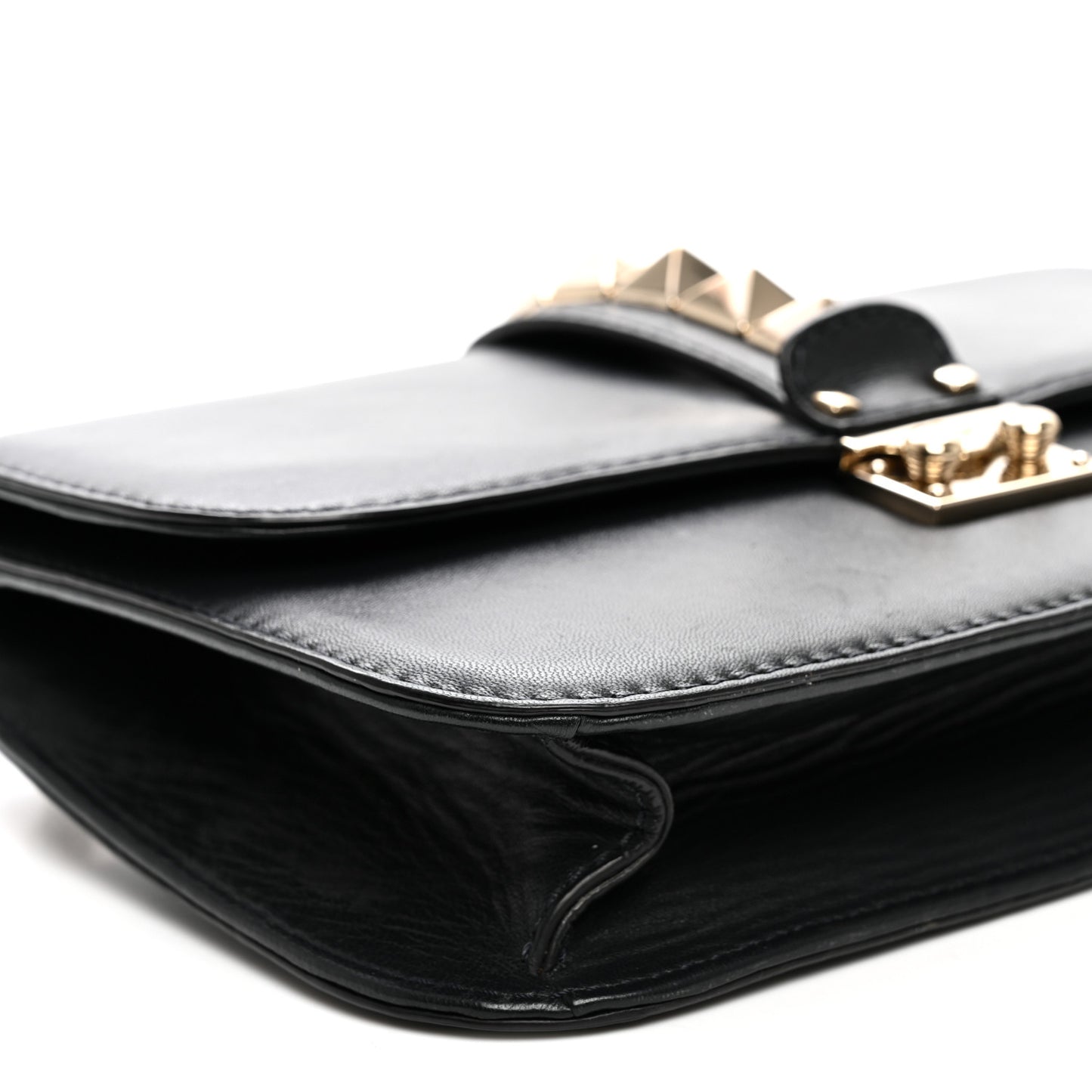 Vitello Medium Glam Lock Rockstud Flap Black