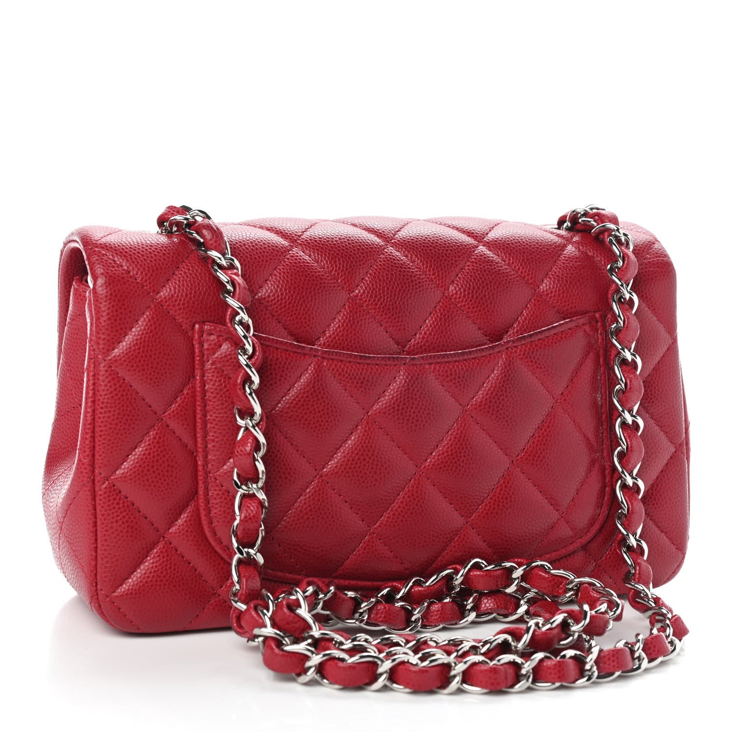 Caviar Quilted Mini Rectangular Flap Dark Pink