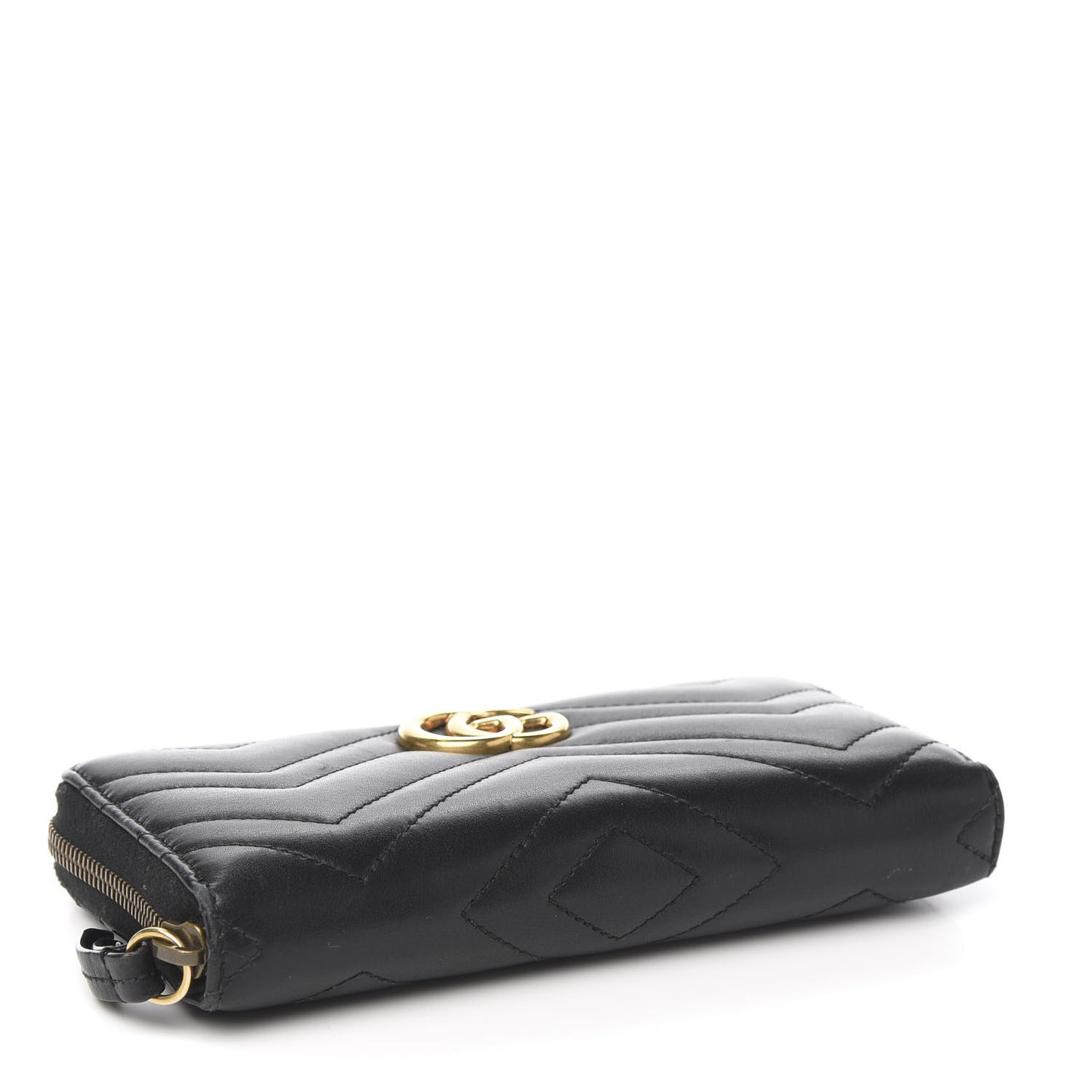 Calfskin Matelasse GG Marmont Zip Around Wallet Black