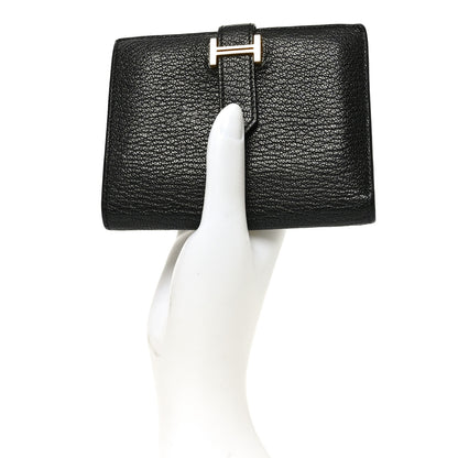 Hermes Chevre Mysore Bearn Compact Wallet Black 2 of 6
