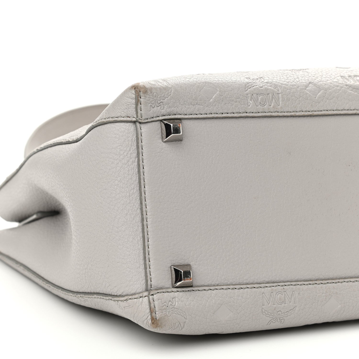 MCM Calfskin Ottomar Monogram Sarah Convertible Hobo Dove 8 of 14