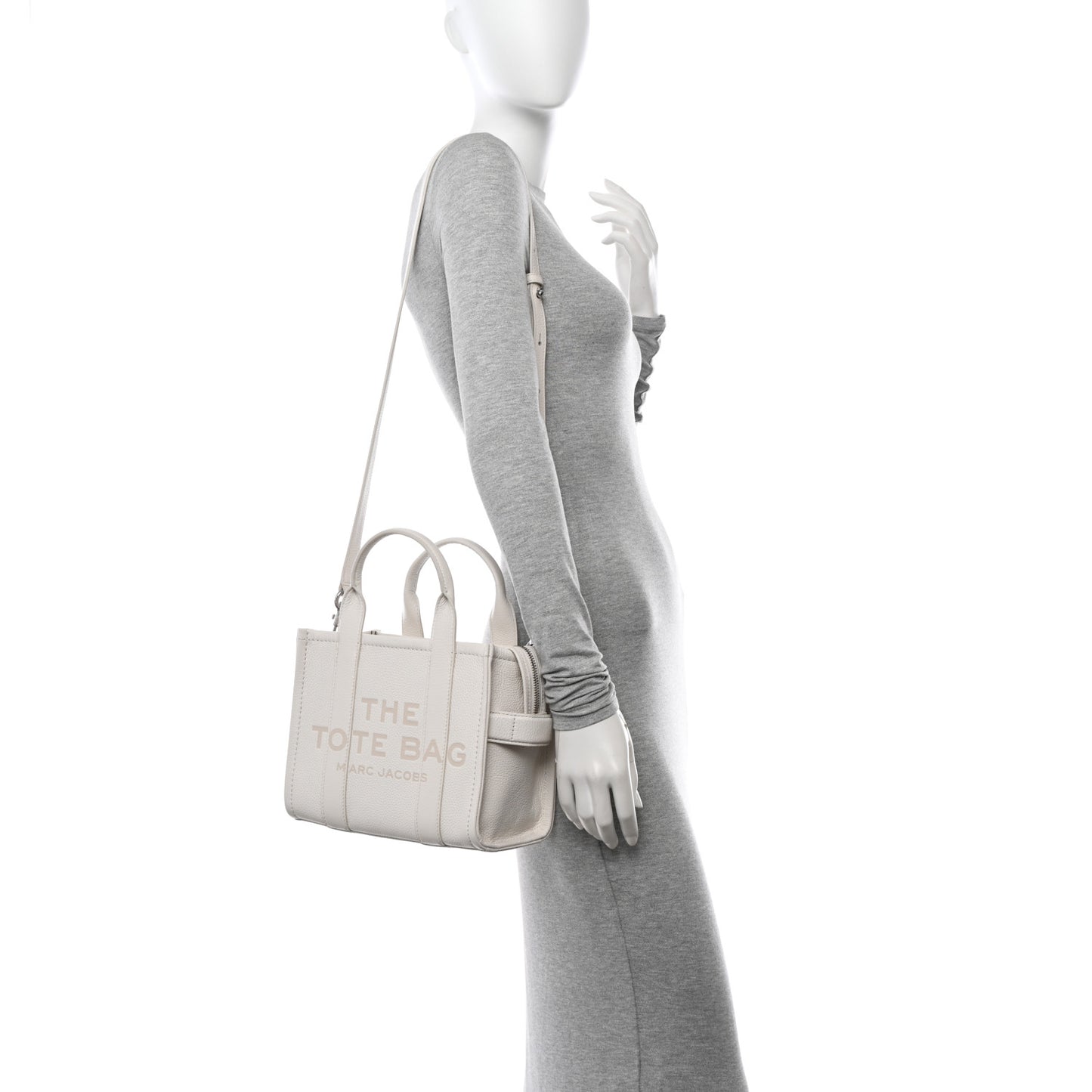 Grained Calfskin Mini The Tote Bag Cotton Silver