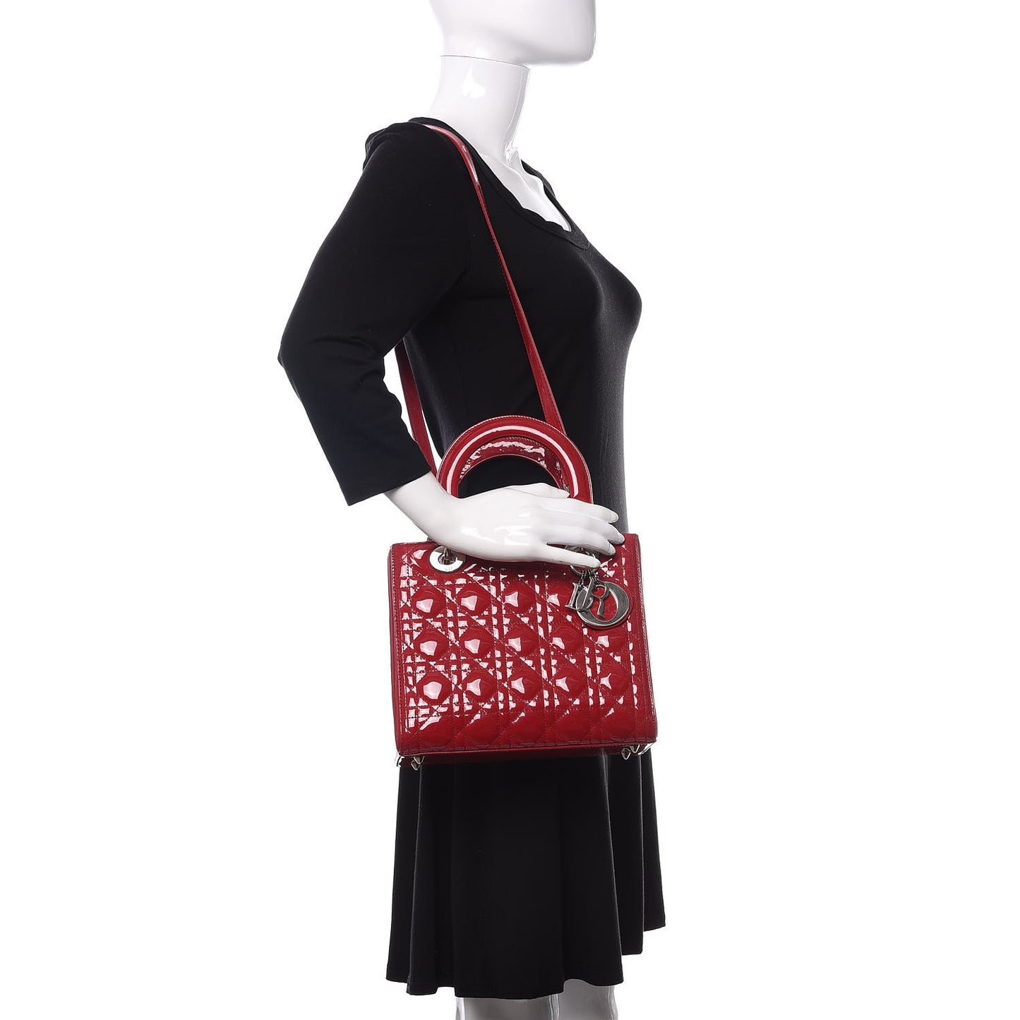Patent Cannage Medium Lady Dior Red
