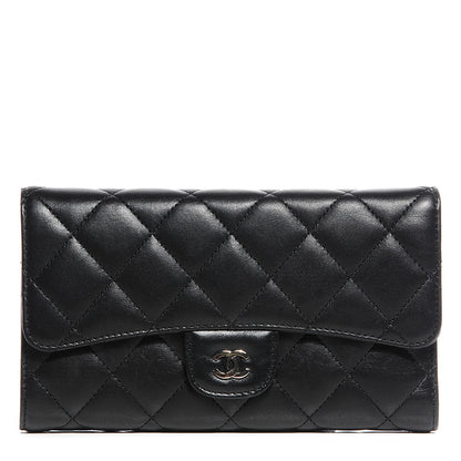 Chanel Lambskin Quilted Large Flap Wallet Black 1 of 9