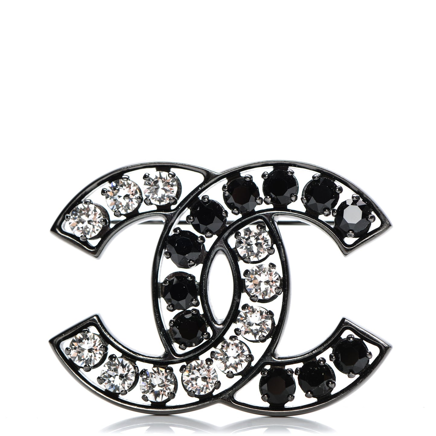 Crystal CC Brooch Black